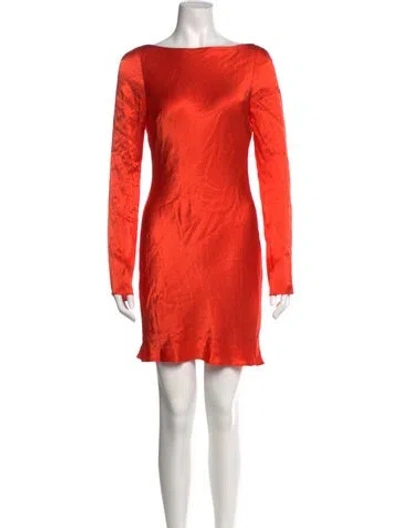 Pre-owned Shona Joy Bateau Neckline Mini Dress In Orange