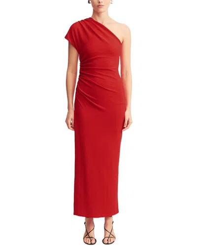 Shona Joy Beau Asymmetrical Midi Dress In Red
