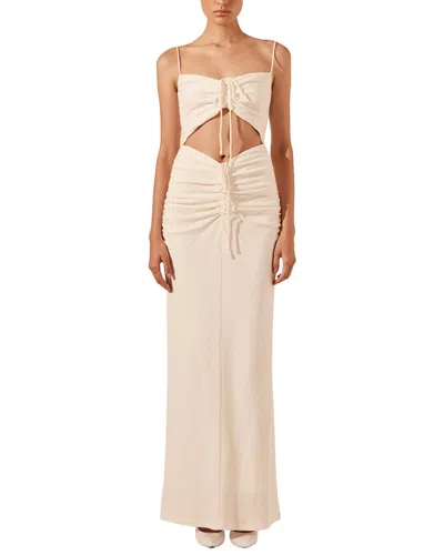 Shona Joy Beau Sleeveless Drawstring Maxi Dress In Neutral
