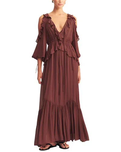 Shona Joy Blair Ruffle Drawstring Maxi Dress In Brown