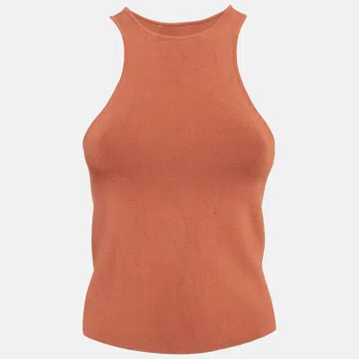 Shona Joy Brown Stretch Knit Crop Top S In Orange