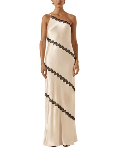 Shona Joy Camille Lace Asymmetrical Maxi Dress In Neutral