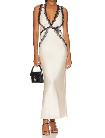 Shona Joy Camille Lace Up Plunged Cross Back Midi Dress In Cream/black