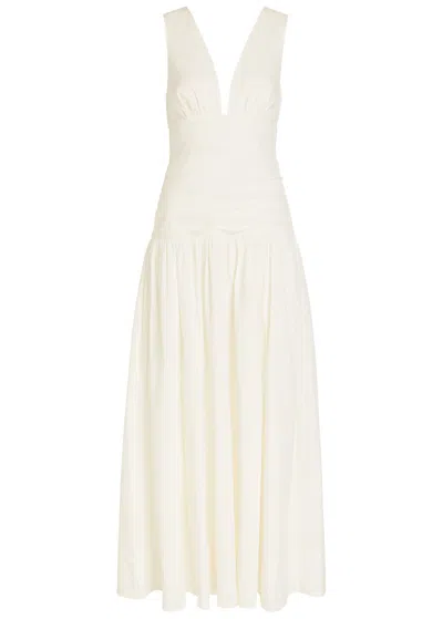 Shona Joy Campbell Gathered Cotton-blend Maxi Dress In White