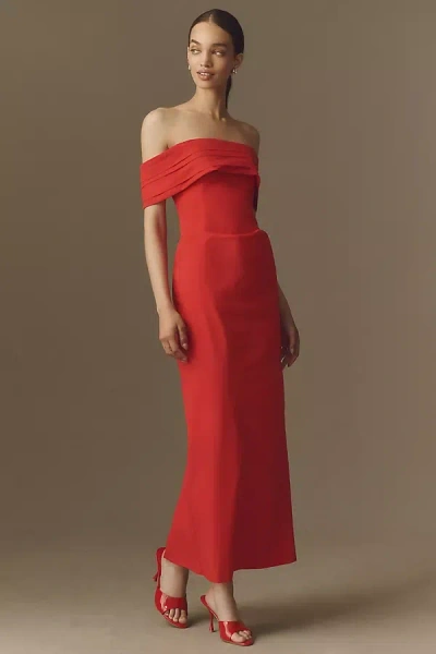 Shona Joy Campbell Off-the-shoulder Maxi Dress In Red