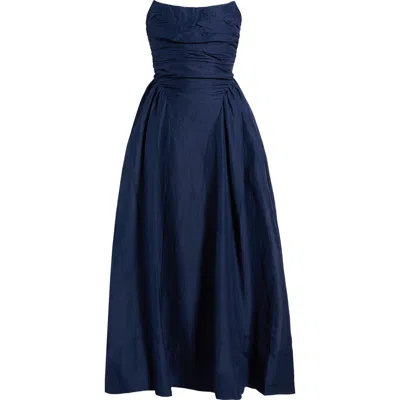 Shona Joy Celeste Strapless Gown In Blue