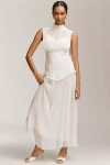 Shona Joy Clemence Chiffon High-neck Midi Dress In White