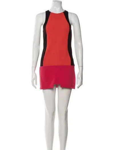 Pre-owned Shona Joy Colorblock Pattern Mini Dress In Multi