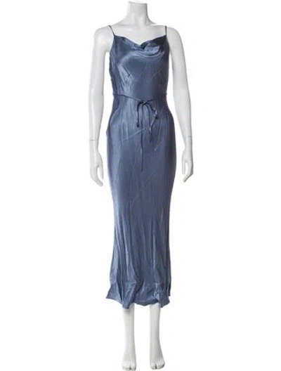 Pre-owned Shona Joy Cowl Neck Long Dress In Blue