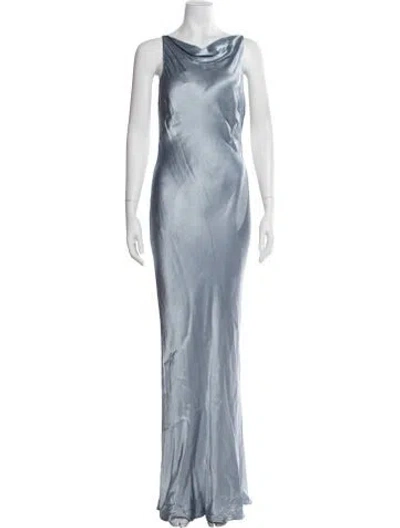 Pre-owned Shona Joy Cowl Neck Long Dress In Blue