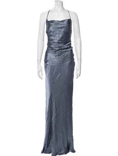 Pre-owned Shona Joy Cowl Neck Long Dress In Blue