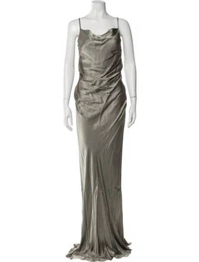 Pre-owned Shona Joy Cowl Neck Long Dress In Gray