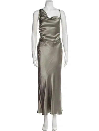 Pre-owned Shona Joy Cowl Neck Long Dress In Green