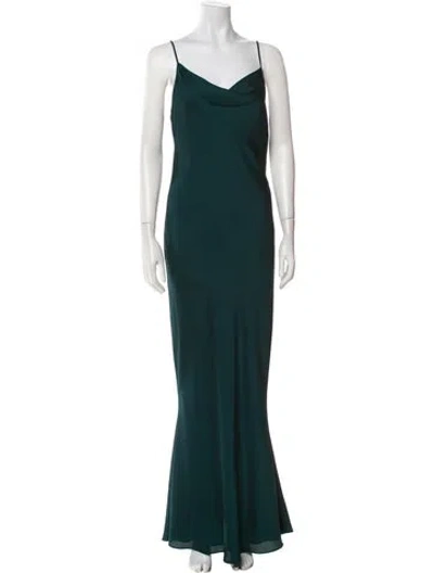 Pre-owned Shona Joy Cowl Neck Long Dress In Green