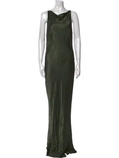 Pre-owned Shona Joy Cowl Neck Long Dress In Green