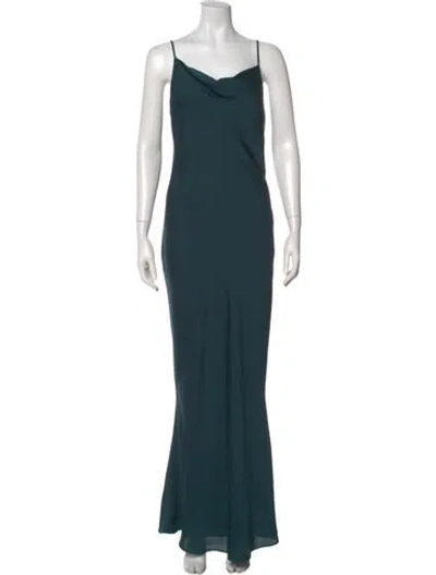 Pre-owned Shona Joy Cowl Neck Long Dress In Green