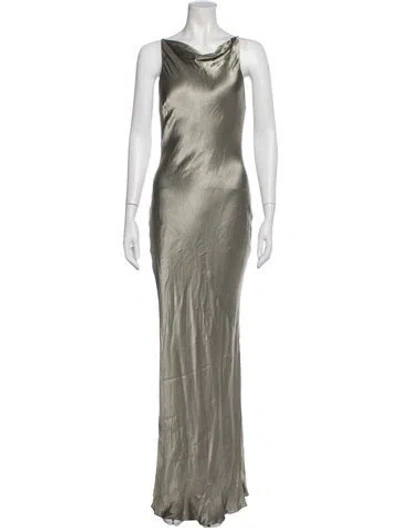 Pre-owned Shona Joy Cowl Neck Long Dress In Green