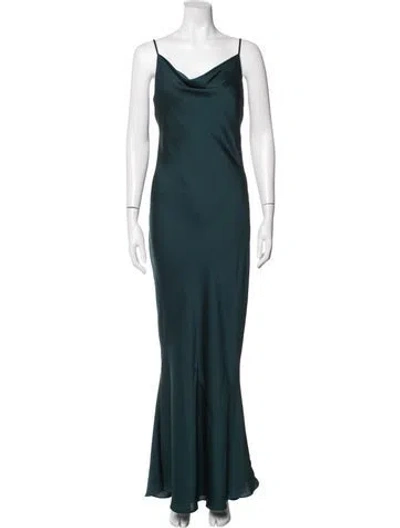 Pre-owned Shona Joy Cowl Neck Long Dress In Green