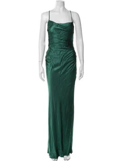 Pre-owned Shona Joy Cowl Neck Long Dress In Green