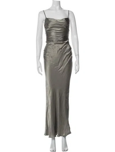 Pre-owned Shona Joy Cowl Neck Long Dress In Grey