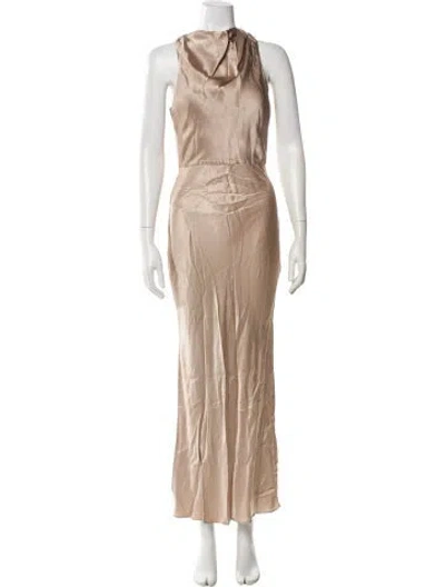 Pre-owned Shona Joy Cowl Neck Long Dress In Neutral
