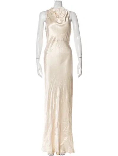 Pre-owned Shona Joy Cowl Neck Long Dress In Neutral
