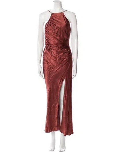 Pre-owned Shona Joy Cowl Neck Long Dress In Neutral