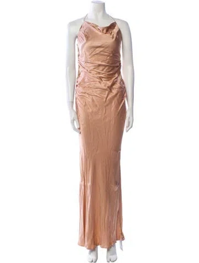 Pre-owned Shona Joy Cowl Neck Long Dress In Neutral