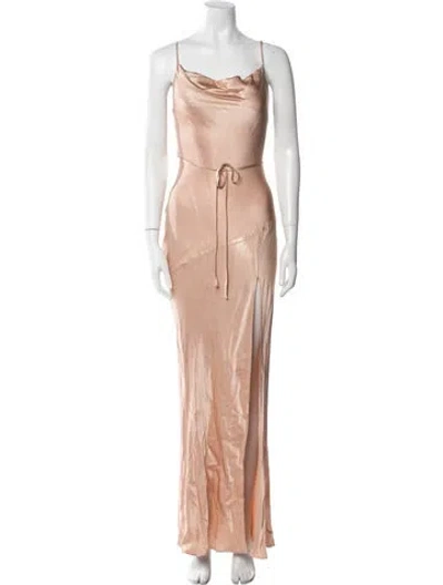 Pre-owned Shona Joy Cowl Neck Long Dress In Neutral
