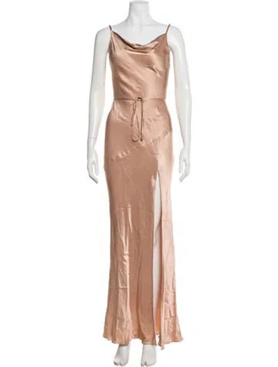 Pre-owned Shona Joy Cowl Neck Long Dress In Neutral