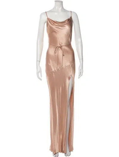 Pre-owned Shona Joy Cowl Neck Long Dress In Neutral