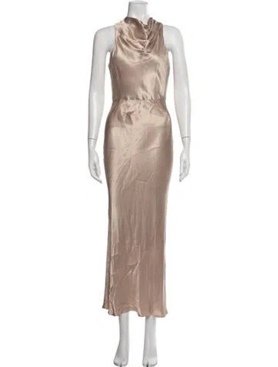 Pre-owned Shona Joy Cowl Neck Long Dress In Neutrals