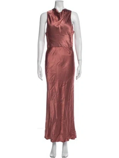 Pre-owned Shona Joy Cowl Neck Long Dress In Orange