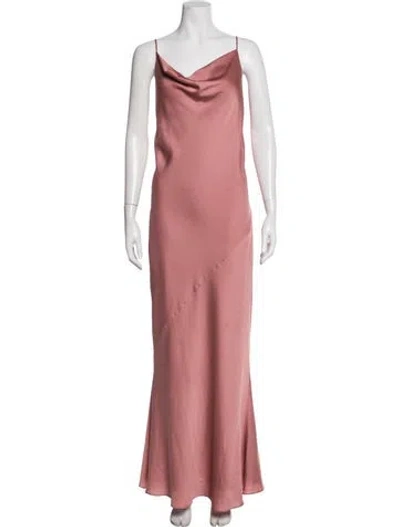 Pre-owned Shona Joy Cowl Neck Long Dress In Pink