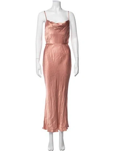 Pre-owned Shona Joy Cowl Neck Long Dress In Pink
