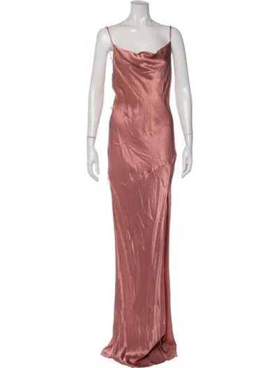 Pre-owned Shona Joy Cowl Neck Long Dress In Pink