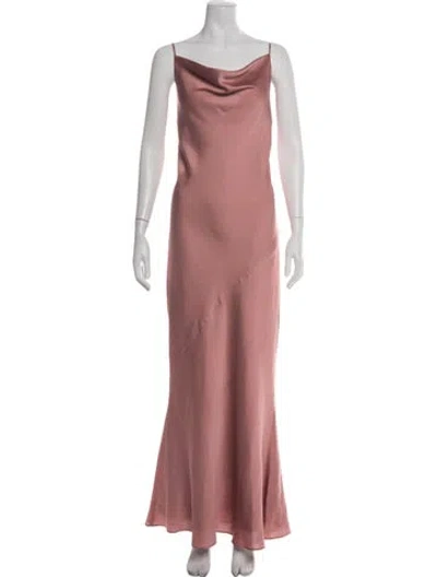 Pre-owned Shona Joy Cowl Neck Long Dress In Pink