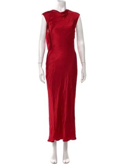Pre-owned Shona Joy Cowl Neck Long Dress In Red