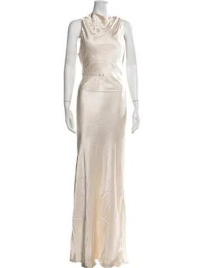 Pre-owned Shona Joy Cowl Neck Long Dress W/ Tags In Neutrals