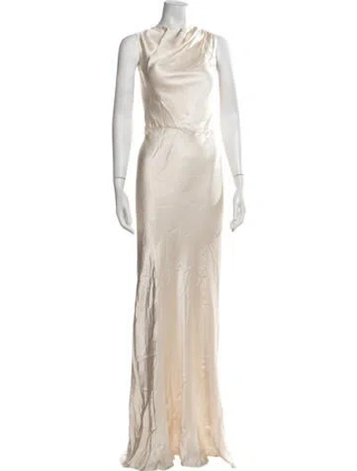 Pre-owned Shona Joy Cowl Neck Long Dress W/ Tags In Neutrals