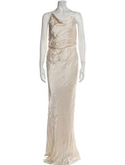Pre-owned Shona Joy Cowl Neck Long Dress W/ Tags In Neutrals