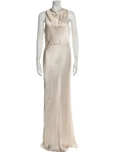 Pre-owned Shona Joy Cowl Neck Long Dress W/ Tags In Neutrals