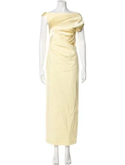 Pre-owned Shona Joy Cowl Neck Long Dress In Yellow