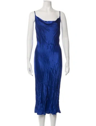 Pre-owned Shona Joy Cowl Neck Midi Length Dress In Blue