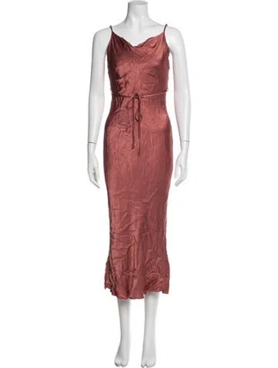 Pre-owned Shona Joy Cowl Neck Midi Length Dress In Pink