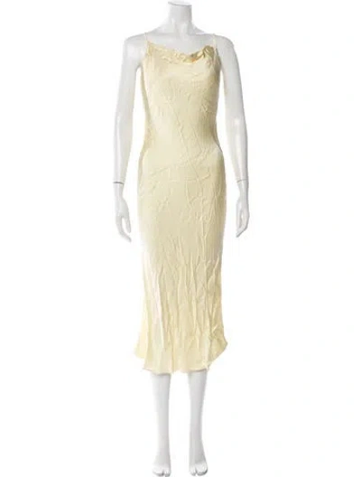 Pre-owned Shona Joy Cowl Neck Midi Length Dress In Yellow