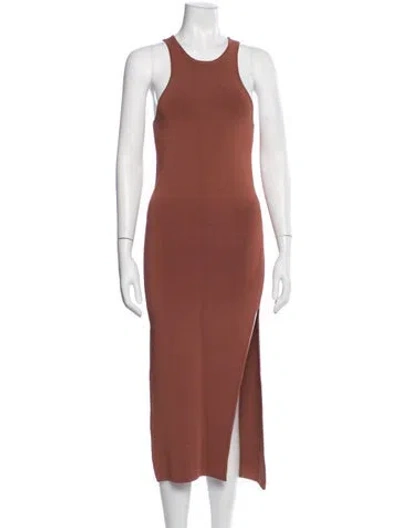 Pre-owned Shona Joy Crew Neck Midi Length Dress In Neutral
