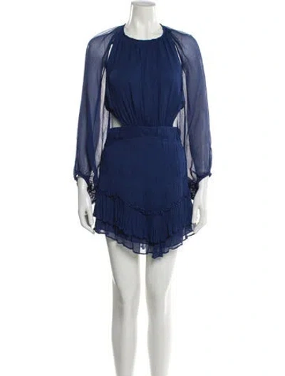 Pre-owned Shona Joy Crew Neck Mini Dress In Blue