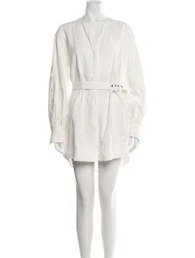 Pre-owned Shona Joy Crew Neck Mini Dress In White