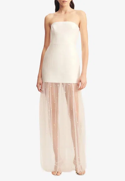 Shona Joy Dewdrop Contrast Strapless Maxi Dress In White